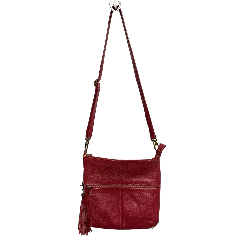 Lucky Brand Boho Leather Maroon Burgundy Crossbody Bag Purse